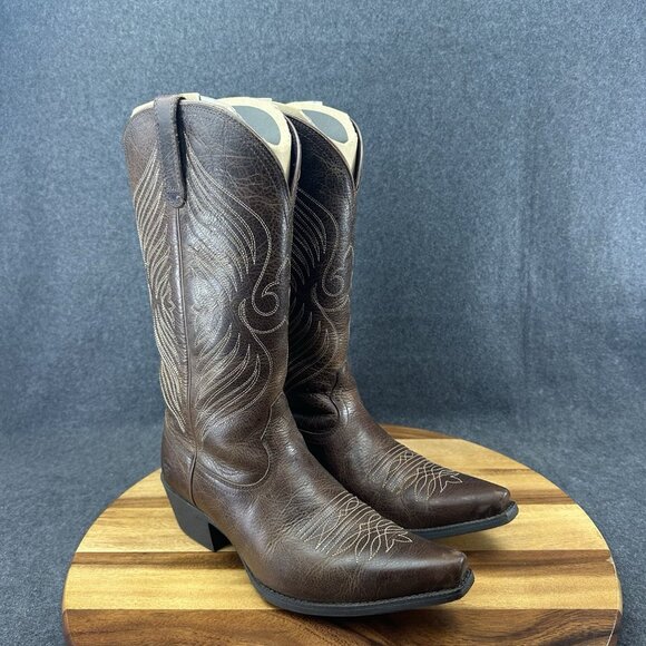 Ariat Women’s Round Up X Toe Western Cowboy Boots Size 9B Wicker Brown 10016352 - Picture 3 of 11